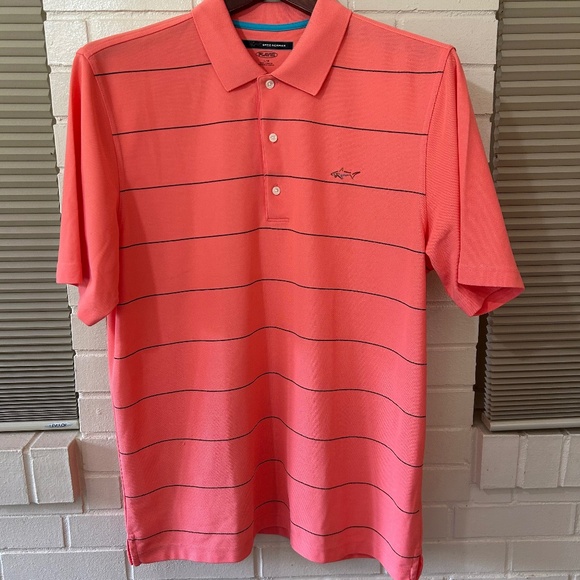 Greg Norman Other - Greg Norman, Large,Men’s Polo Style, Short Sleeve Shirt, Orange and Black Stripe